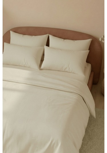 Camelia King Düz Ranforce Nevresim Set- Bej %100 Bej