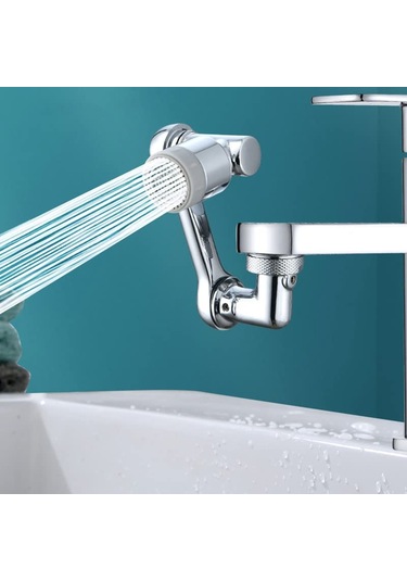 By Akcakese Krom 1080 Derece Dönebilen 2 Fonksiyonlu Musluk Ucu Gümüş