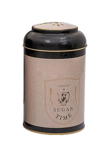 Azura Sugar Desenli Yuvarlak Metal Kutu, 10.5 X 15 Cm, 1.1 Lt