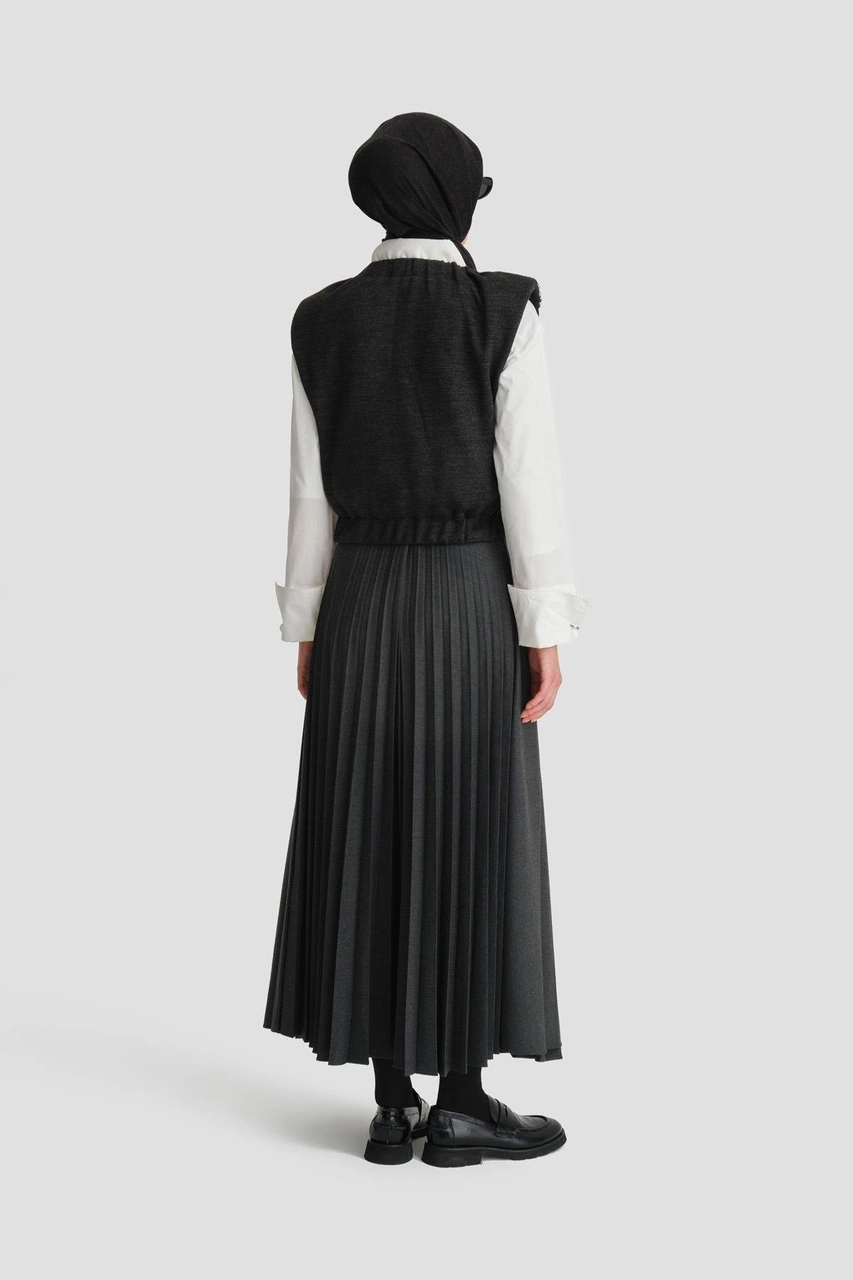 Armine Taş Aplikeli Süveter Yelek 25k4204 Antrasit Füme