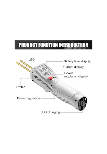 Tenfowee Kablosuz Plastik Kaynak Makinesi - Lcd Ekranlı, Li-po Pil, Hızlı 3-5sn Isınma, Çeşitli Tamir İşlevleri, Beyaz