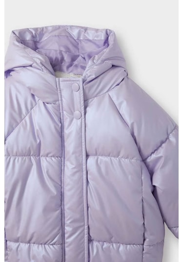 Defacto Kapüşonlu Fermuarlı Çıtçıtlı Şişme Lila Kız Bebek Mont E7985a5/pr247 Lila