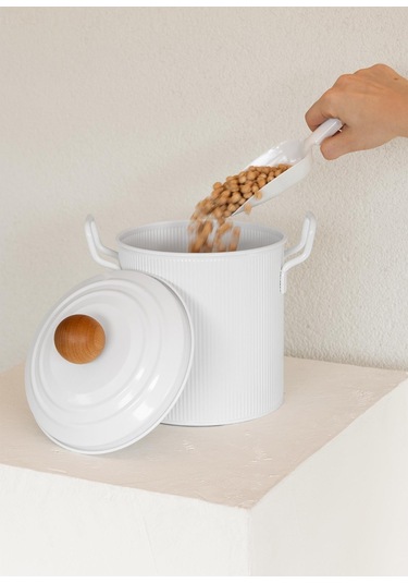 The Mia Stripe Bakliyat Ve Deterjan Saklama Kabı Beyaz