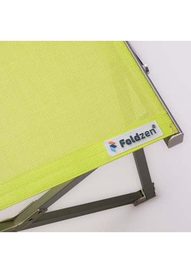 Foldzen Alüminyum Katlanabilir Şezlong Kampet Çantalı Yeni Versiyon Yeşil Sarı