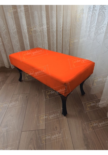 Ayak Ucu Kapı Önü Antre Düz Bench Puf Orta Sehpa Siyah Ayak 100 45 Turuncu