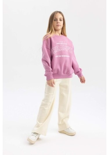 DeFacto Kız Çocuk Wide Leg Pantolon B7784A8NSER102 Ekru