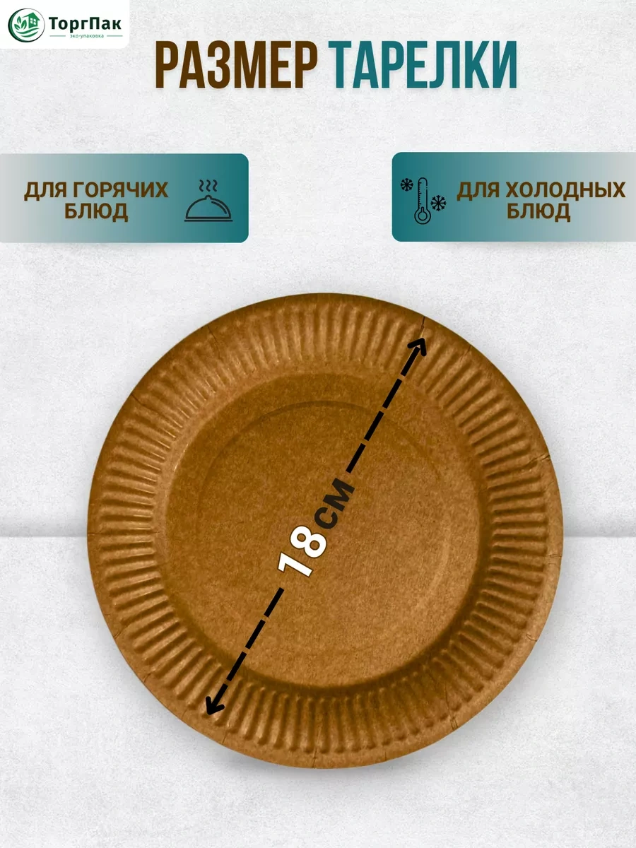 Euecopack Kraft Kağıt Tek Kullanımlık Tabaklar, 18 Cm, 50'li Paket 224625801 100 adet