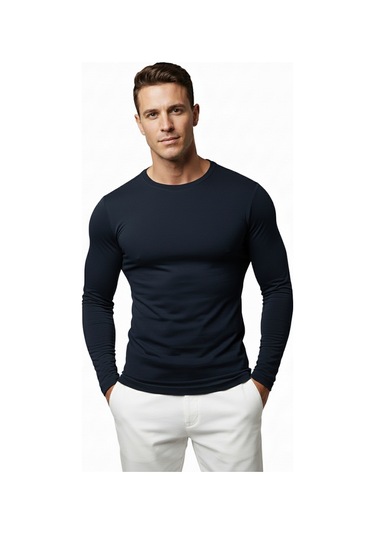 Deepsea Lacivert Dar Kalıp Likralı %90 Pamuk Erkek Sweatshirt Vücuda Oturan İnce Penye Sweat 2300423 Lacivert Deepsea Lacivert Dar Kalıp Likralı %90 Pamuk Erkek Sweatshirt Vücuda Oturan İnce Penye Sweat 2300423 Lacivert