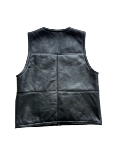 Erkek Deri Yelek İçi Kürk-dışı Süet Deri Klasik Yelek Siyah Xxl