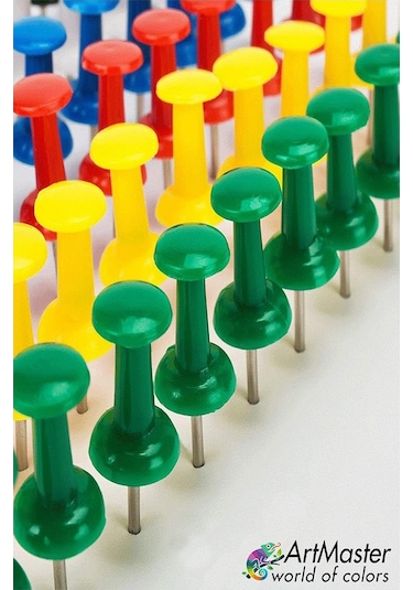 Renkli Harita Çivisi 20 Li 2 Paket Mantar Pano Raptiyesi Renkli Pano İğnesi Okul Büro Harita Çivisi Ofis Renkli 1 M