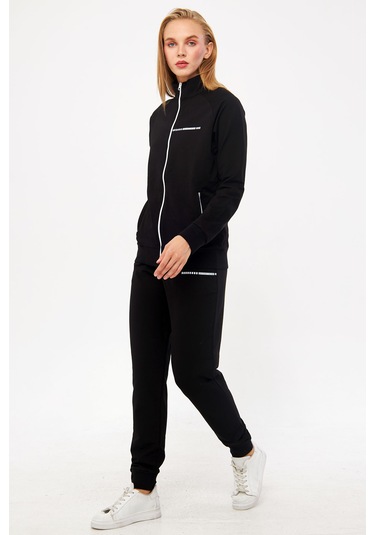Trendhill Siyah Kadın İki İplik Eşofman Takım Edy5532s Siyah