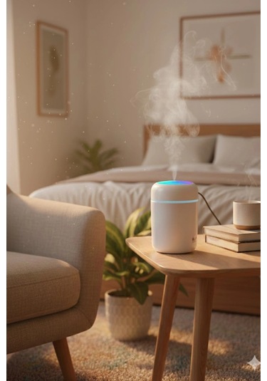 Beyaz H2o Usb Renkli Mini Hava Nemlendirici Led Işıklı 350ml Taşınabilir Oda Ve Ofis Difüzörü