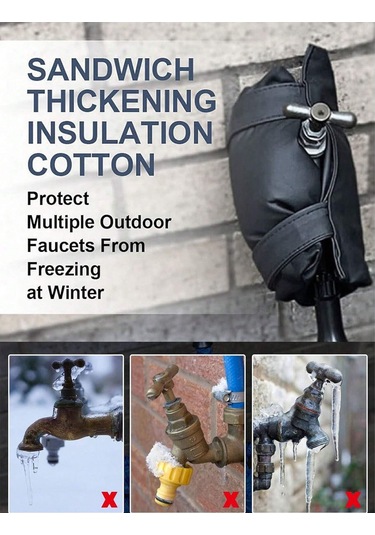 Yaozixa Pu Deri Dış Cepheli Dış Mekan Kraan Koruması - Kalın Pamuk İç Dolgu İle Kış Donması Ve Yaz Isınması Koruma - Tüm Mevsimler İçin Uygun