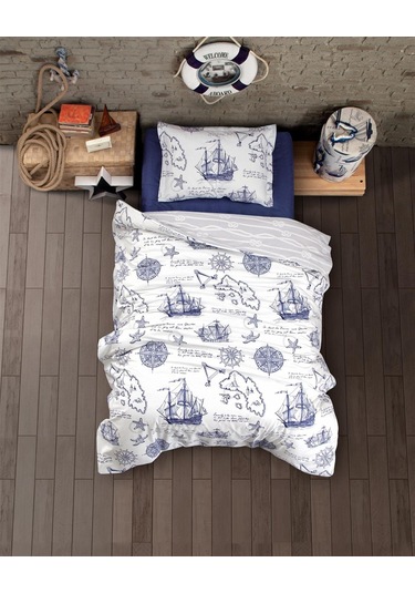 Clasy Tek Kişilik Ranforce Yorgan Rope Mavi