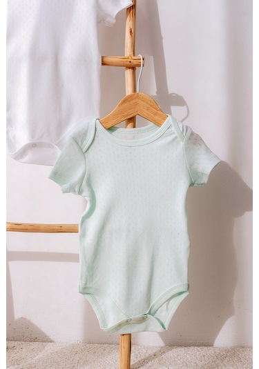 Lilabio %100 Organik Pamuk 3'lü Jakarlı Kısa Kollu Bebek Body Seti Çok Renkli