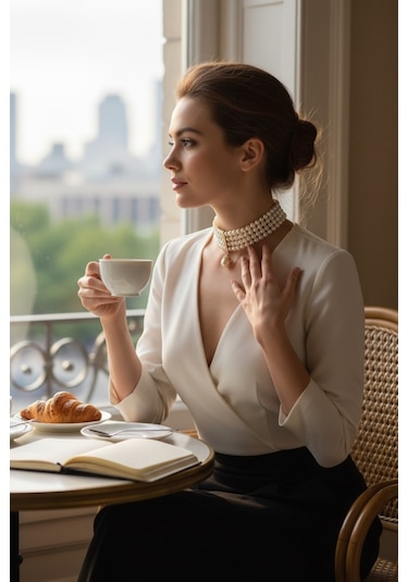 İnci Mayorka Choker Kolye Beyaz