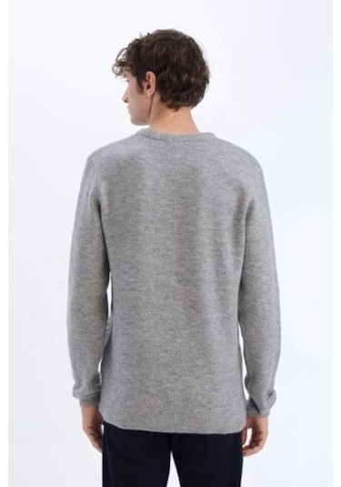 Defacto Standart Fit Bisiklet Yaka Triko Kazak E1007ax24wngr210 Gri