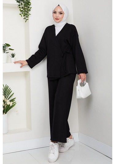 Kimonolu Oysho İkili Takım 1623 - Siyah Siyah