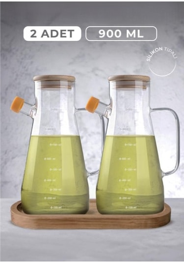 Periboia Standlı 2'li Cam Yağdanlık Çok Renkli