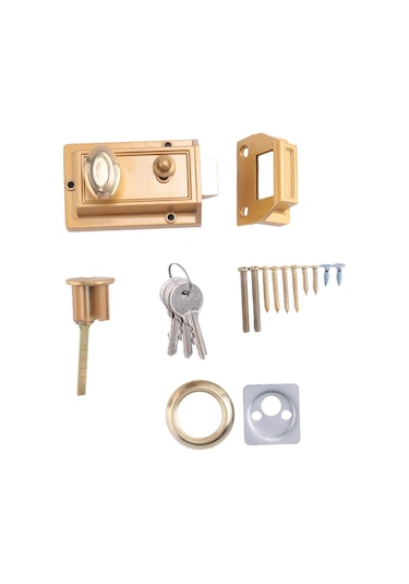 Nayomiglow Gece Kapısı Giriş Kapısı İçin Çinko Silindir Kilit Mandalı, Altın Kaplama