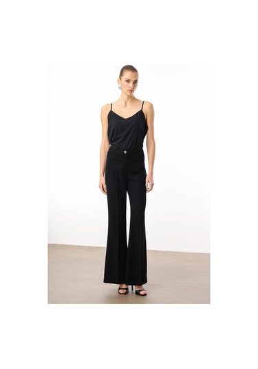 Moda İlgi Kadın Yanları Şerit Swaroski Pantolon 5008 Siyah Siyah