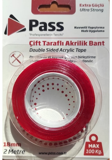 Pass Vhp Çift Taraflı Akrilik Bant Silikonlu 18 MM x 2 Metre