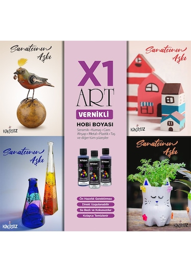 Polisan X1Art Vernikli Hobi Boyası 120Ml - 0027 Eflatun