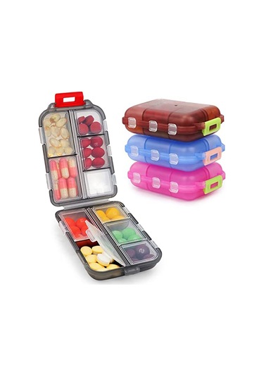 Seyahat Taşınabilir Organizatör 10 Izgara Nem Geçirmez Hap Kutusu Beyaz