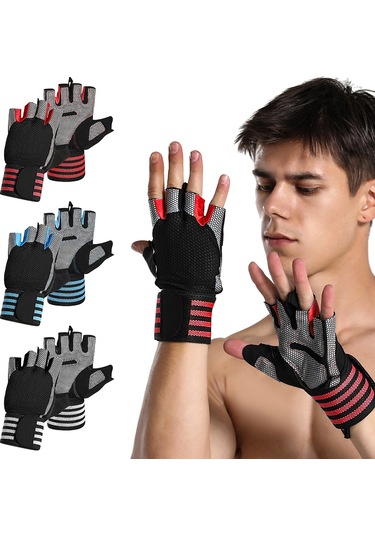 Geeksen Xl Mavi Yarım Parmak Eldiven: Silikon Amortisörlü, Uzun Bilek Kordonlu, Spor, Dağcılık, Bisiklet, Yoga Ve Egzersiz İçin Dayanıklı Nilon-elastan Mavi