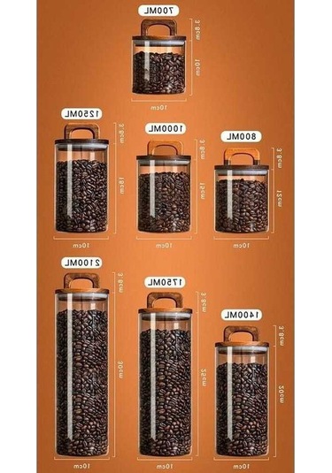 Novahub Şeffaf Cam Kavanoz Ahşap Saplı Kapak Mutfak Depolama Kavanoz 1400ml Şeffaf