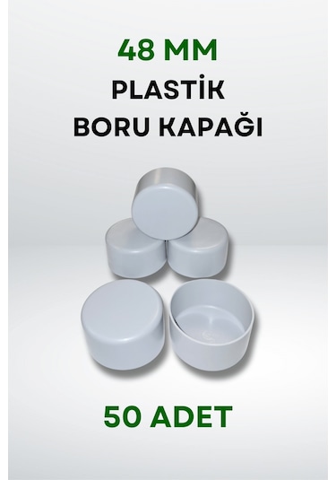 Plastik Boru Kapağı 48 Mm 50 Adet - Açık Gri - Açık Gri 48 Mm