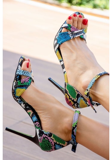 Fox Shoes Renkli Kadın Topuklu Ayakkabı B922113707