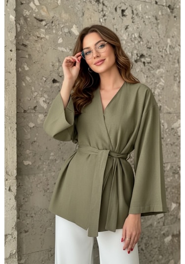 Kadın Kuşaklı Kimono 1177 Haki