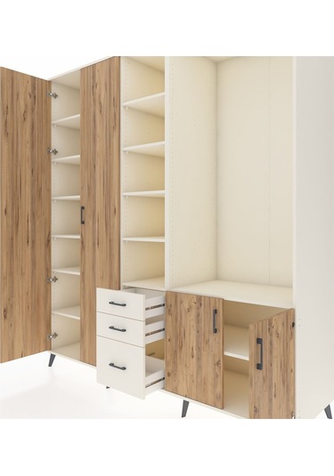 Kronos Dolap 13 Raflı 3 Çekmeceli 4 Kapaklı 220x59x243 Aytaşı-çam/aytaşı Atlas Çam/aytası