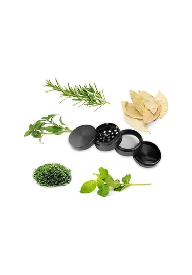 Ot Öğütücü İnce Parçacık Kolay Kullanım Manuel Dört İşlem Güçlendirilmiş Metal Dişler Çinko Alaşımı Mutfak Baharatı Adm Siyah