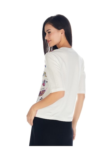 ekazak Crystal Baskılı Luxury Viskoz Tshirt Bluz