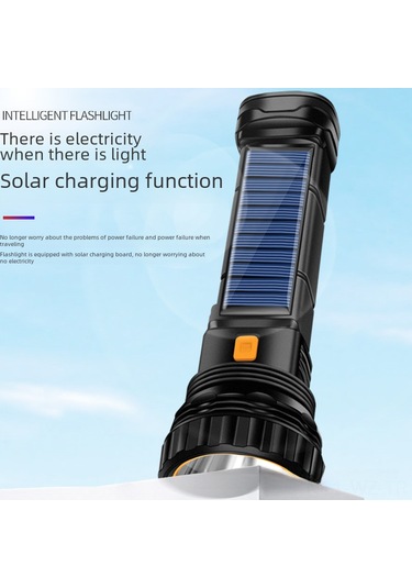 Wezone Güneş Enerjili Usb Şarj Edilebilir Led El Feneri, Ultra Parlak, Taşınabilir, Çok Amaçlı, Acil Durum Lambası T45 Lityum Pil + Usb Kablosu Çok Renkli