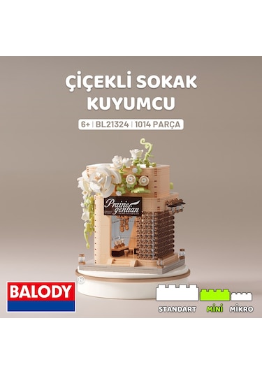 Balody Çiçekli Sokak Serisi Kuyumcu Bl21324 Mini Blok Yapı Oyuncakları Seti