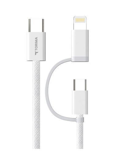 Torima U16 2 İn 1 Type-C To Type-C And Ligthning 100 CM 65 W Hızlı Şarj Ve Data Kablosu