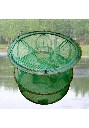 Novahub Balıkçılık Ekipmanı Ağ Karides Kafesi Kafes Elle Atma Otomatik Katlayan Yuvarlak Kafes, Küçük Boy