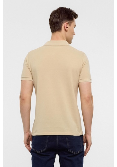 SÜVARİ Bej Slim Düz Polo Yaka Tişört-38583 Bej