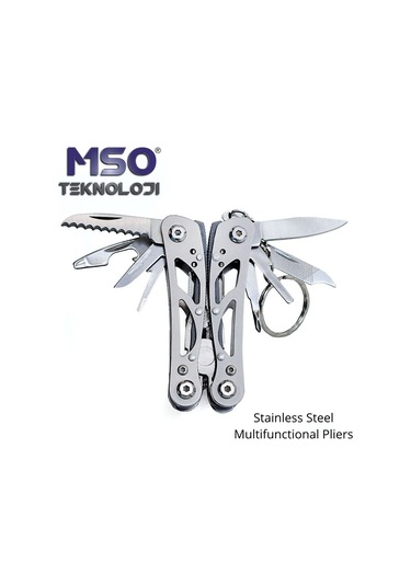 MSO Outdoor Paslanmaz Çelik Multifonksiyonel Çakı - Pense - Tornavida Gümüş