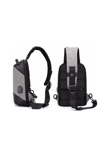 Kulaklık Hattı Deliği Ve Usb Şarj İle Çok Fonksiyonlu Oxford Taşınabilir Günlük Tek Omuz Çantası Gri