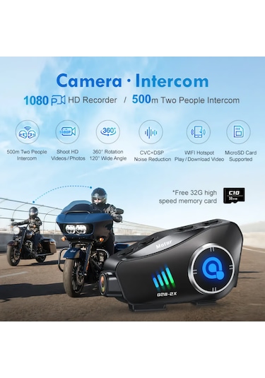 Q28 Kameralı Motosiklet Kask Intercom Kulaklık Ve Kayıt Kamerası