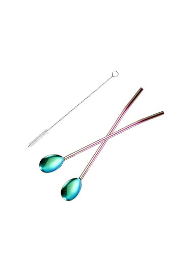 İçme Pipetleri Kaşık Paslanmaz Çelik Yeniden Kullanılabilir Metal Kaşık Pipetler