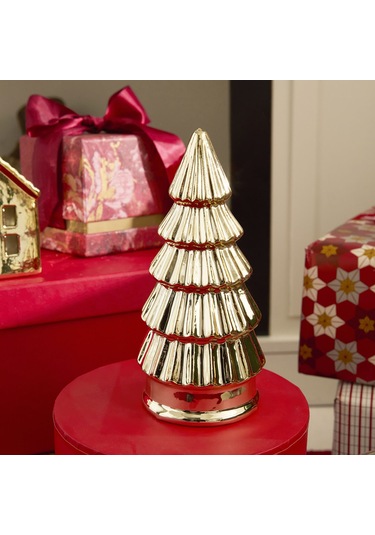 Karaca New Year Yılbaşı Christmas Tree Dekoratif Obje Gold 7,8 X 7,8 X 16,5 Cm