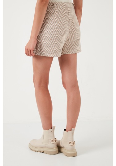 Lela Desenli Pamuklu Kışlık Mini Bayan Şort Etek 611Sr0046 Taş Lela Desenli Pamuklu Kışlık Mini Bayan Şort Etek 611Sr0046 Taş