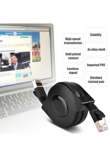 Lemestar Cat7 Geri Çekilebilir Ağ Kablosu 1.5m, 10gbps Hızlı Veri Transferi, Altın Kaplı Rj45, Mükemmel Kablolama Performansı