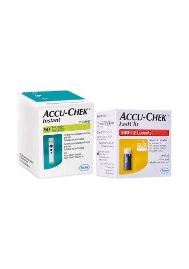 Accu-Chek Instant Şeker Ölçüm 50 Strip + Fastclix 102 Lancets İğne