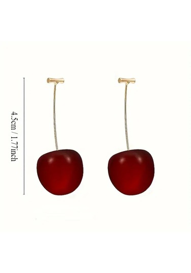 Mumicemum Kiraz Küpe Kırmız - Altın